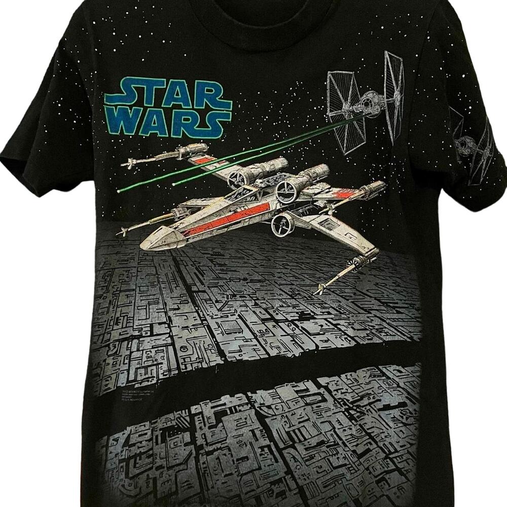 Vintage 90s Star Wars AOP Single Stitch Shirt Adult Small